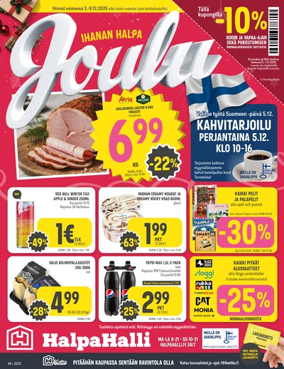 Halpa Halli tarjouslehti. Voimassa: 03/12/25 - 09/12/25