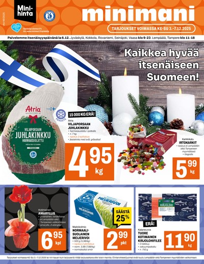 Minimani tarjouslehti. Voimassa: 03/12/25 - 07/12/25