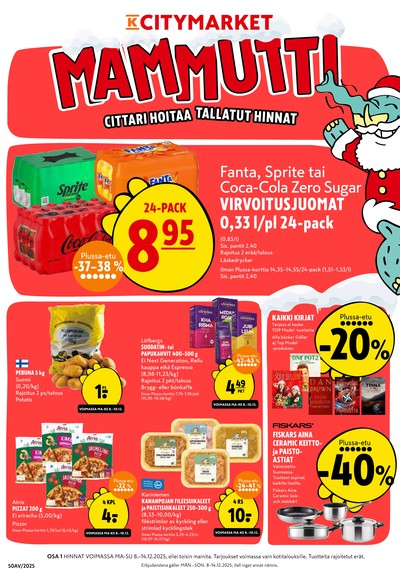 K-Citymarket tarjouslehti. Voimassa: 08/12/25 - 14/12/25