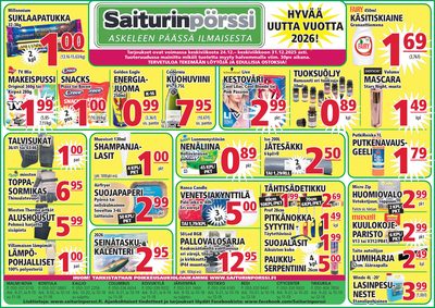 Saiturin Pörssi tarjouslehti. Voimassa: 25/12/25 - 31/12/25