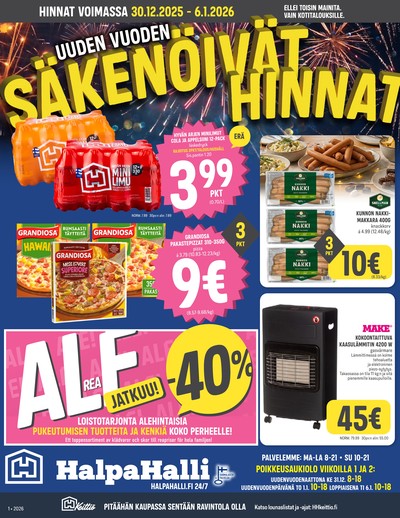 Halpa Halli tarjouslehti. Voimassa: 30/12/25 - 06/01/26