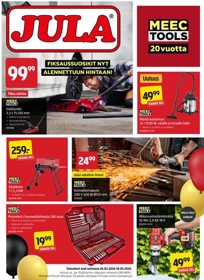 Jula tarjouslehti. Voimassa: 26/02/26 - 18/03/26