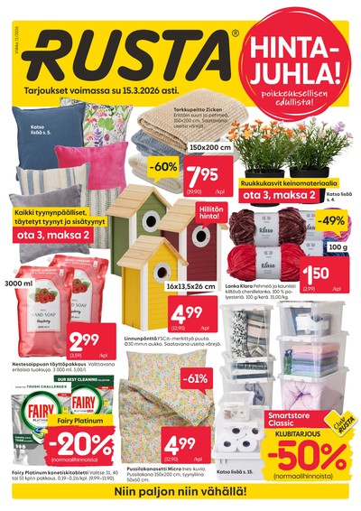 Rusta tarjouslehti. Voimassa: 09/03/26 - 15/03/26