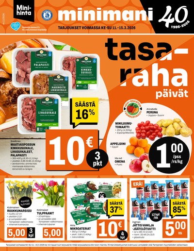 Minimani tarjouslehti. Voimassa: 11/03/26 - 15/03/26