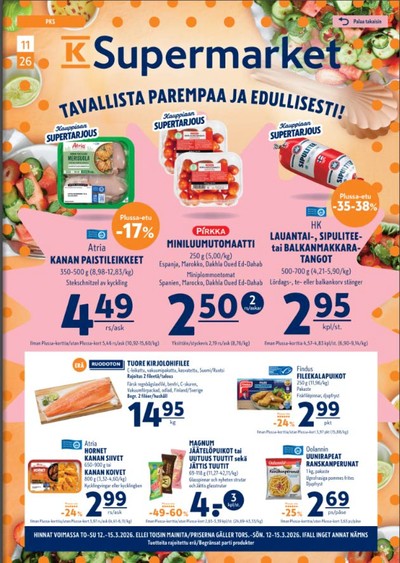 K-Supermarket tarjouslehti. Voimassa: 12/03/26 - 15/03/26