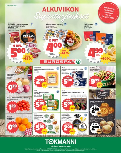 Tokmanni tarjouslehti. Voimassa: 23/03/26 - 25/03/26