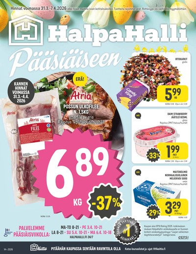 Halpa Halli tarjouslehti. Voimassa: 31/03/26 - 07/04/26