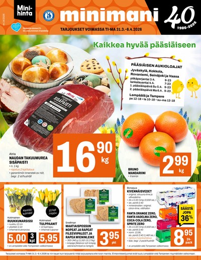 Minimani tarjouslehti. Voimassa: 31/03/26 - 06/04/26