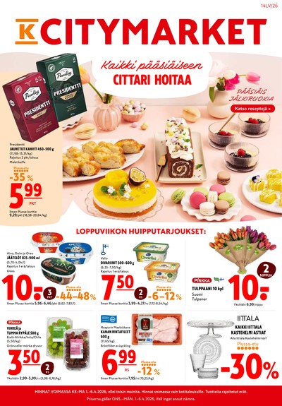 K-Citymarket tarjouslehti. Voimassa: 01/04/26 - 06/04/26