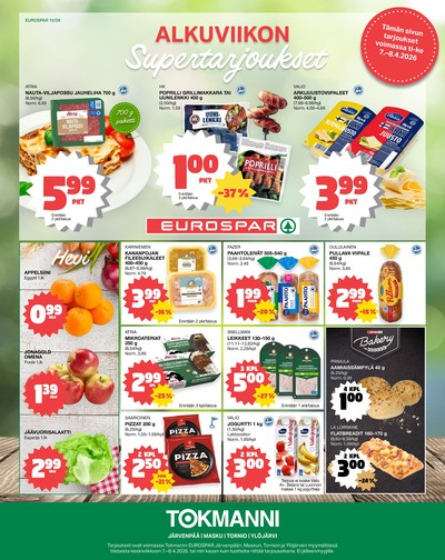 Tokmanni tarjouslehti. Voimassa: 07/04/26 - 08/04/26