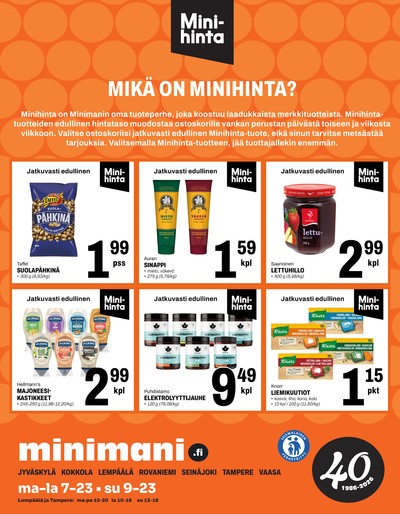 Minimani tarjouslehti. Voimassa: 07/04/26 - 08/04/26