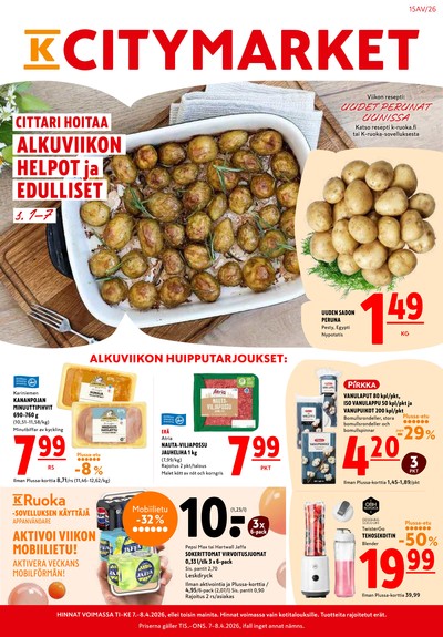K-Citymarket tarjouslehti. Voimassa: 07/04/26 - 08/04/26