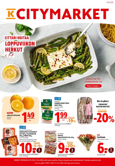 K-Citymarket tarjouslehti. Voimassa: 09/04/26 - 12/04/26