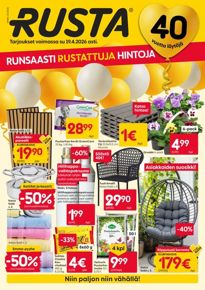 Rusta tarjouslehti. Voimassa: 13/04/26 - 19/04/26