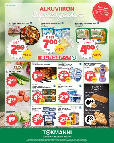 Tokmanni tarjouslehti. Voimassa: 13/04/26 - 15/04/26