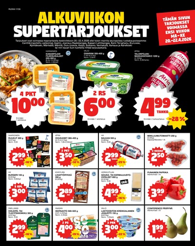 Tokmanni tarjouslehti. Voimassa: 20/04/26 - 22/04/26