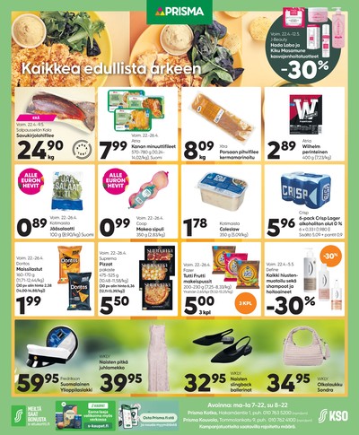 Prisma region tarjouslehti. Voimassa: 22/04/26 - 26/04/26