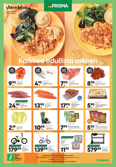 Prisma region tarjouslehti. Voimassa: 22/04/26 - 26/04/26