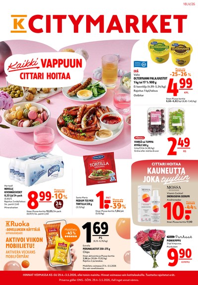 K-Citymarket tarjouslehti. Voimassa: 29/04/26 - 03/05/26