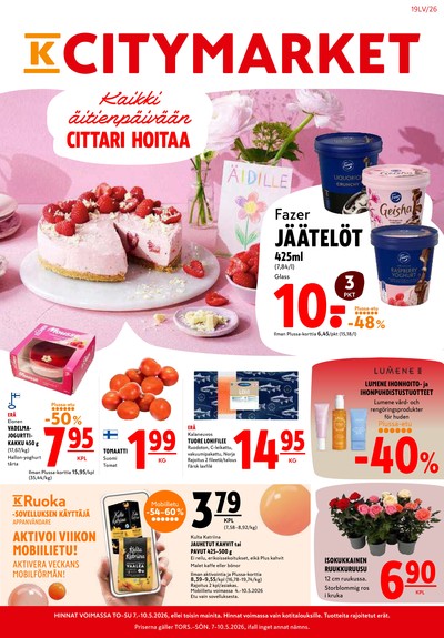 K-Citymarket tarjouslehti. Voimassa: 07/05/26 - 10/05/26