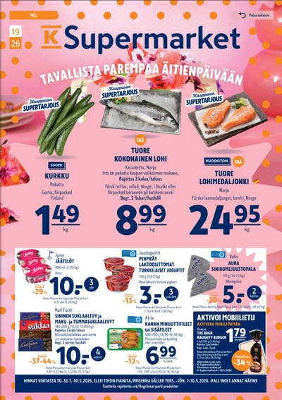 K-Supermarket tarjouslehti. Voimassa: 07/05/26 - 10/05/26