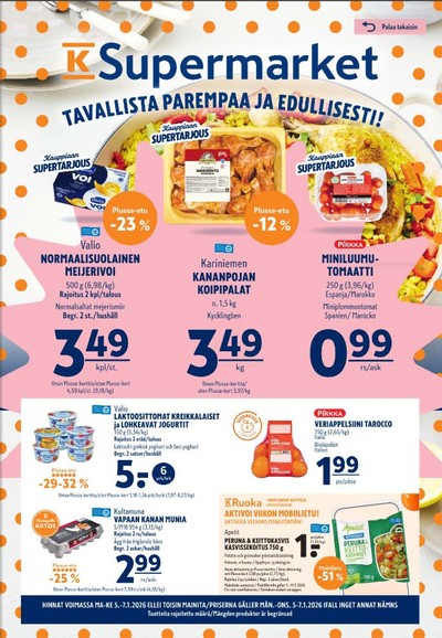 K-Supermarket tarjouslehti. Voimassa: 05/01/26 - 07/01/26