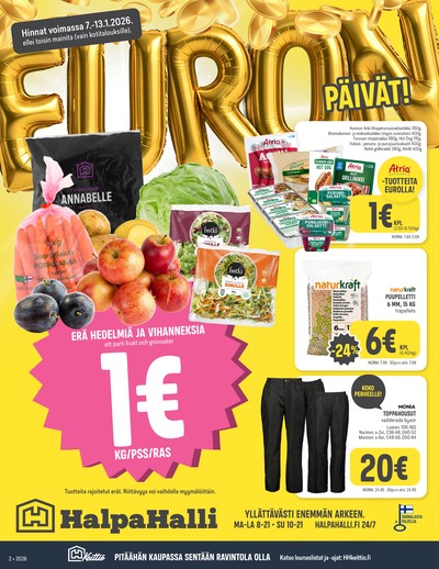 Halpa Halli tarjouslehti. Voimassa: 07/01/26 - 13/01/26