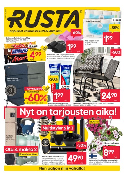 Rusta tarjouslehti. Voimassa: 18/05/26 - 24/05/26