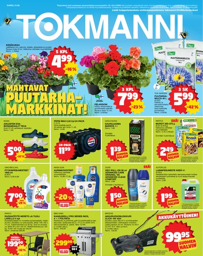 Tokmanni tarjouslehti. Voimassa: 18/05/26 - 24/05/26