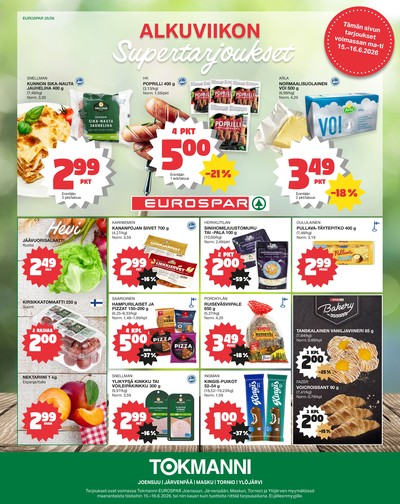 Tokmanni tarjouslehti. Voimassa: 15/06/26 - 16/06/26