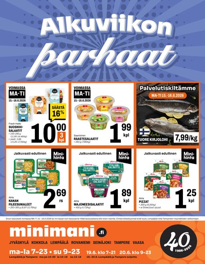 Minimani tarjouslehti. Voimassa: 15/06/26 - 16/06/26
