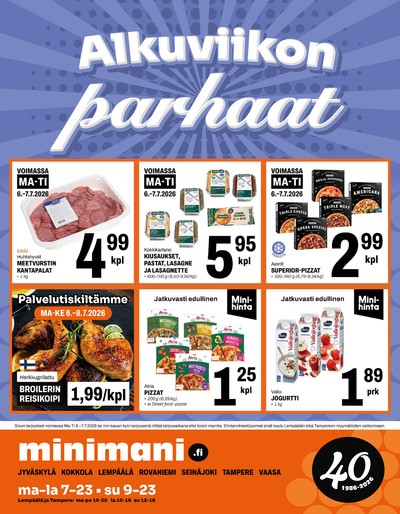Minimani tarjouslehti. Voimassa: 06/07/26 - 07/07/26