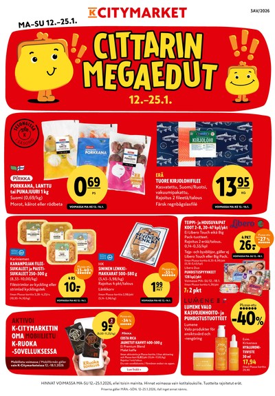 K-Citymarket tarjouslehti. Voimassa: 12/01/26 - 25/01/26
