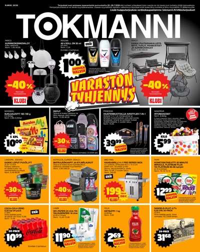 Tokmanni tarjouslehti. Voimassa: 20/07/26 - 26/07/26