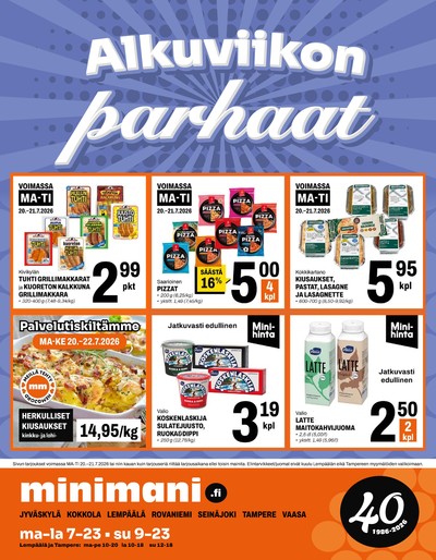 Minimani tarjouslehti. Voimassa: 20/07/26 - 21/07/26