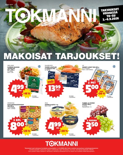 Tokmanni tarjouslehti. Voimassa: 03/09/26 - 06/09/26