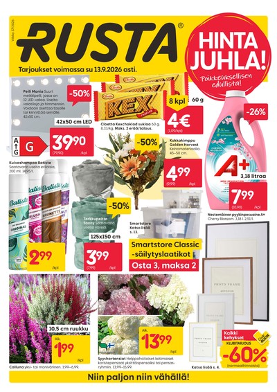 Rusta tarjouslehti. Voimassa: 07/09/26 - 13/09/26