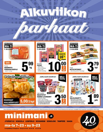 Minimani tarjouslehti. Voimassa: 07/09/26 - 08/09/26