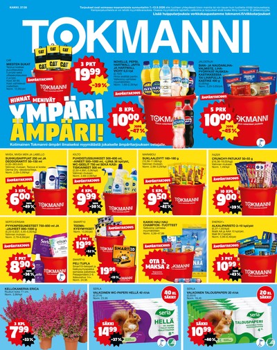 Tokmanni tarjouslehti. Voimassa: 07/09/26 - 13/09/26