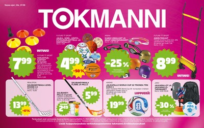Tokmanni tarjouslehti. Voimassa: 07/09/26 - 13/09/26