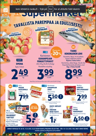 K-Supermarket tarjouslehti viikolta 37 sivu 1