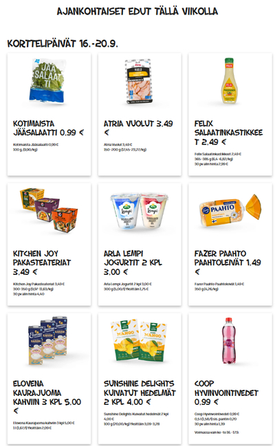 Alepa tarjouslehti. Voimassa: 16/09/26 - 20/09/26