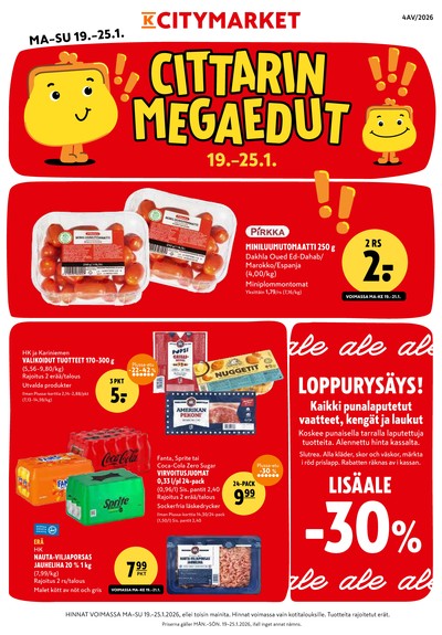 K-Citymarket tarjouslehti. Voimassa: 19/01/26 - 25/01/26