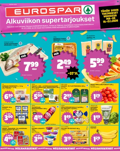 Tokmanni tarjouslehti. Voimassa: 19/01/26 - 21/01/26