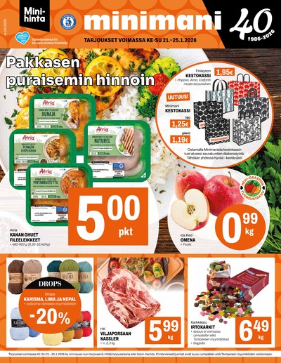 Minimani tarjouslehti. Voimassa: 21/01/26 - 25/01/26