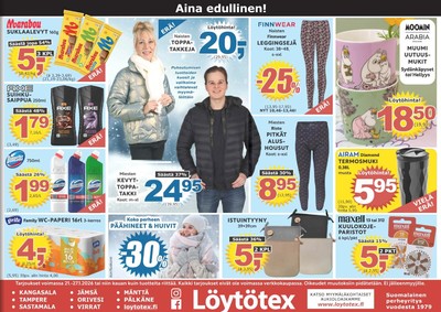 Löytötex tarjouslehti. Voimassa: 21/01/26 - 27/01/26