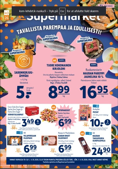 K-Supermarket tarjouslehti viikolta 40 sivu 1