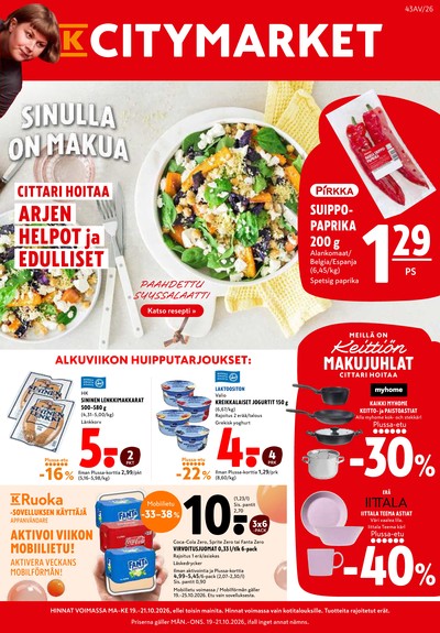 K-Citymarket tarjouslehti. Voimassa: 19/10/26 - 21/10/26