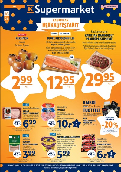 K-Supermarket tarjouslehti. Voimassa: 22/10/26 - 25/10/26