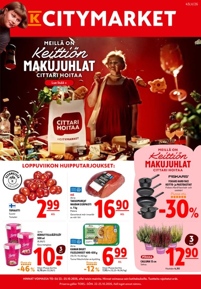 K-Citymarket tarjouslehti. Voimassa: 22/10/26 - 25/10/26